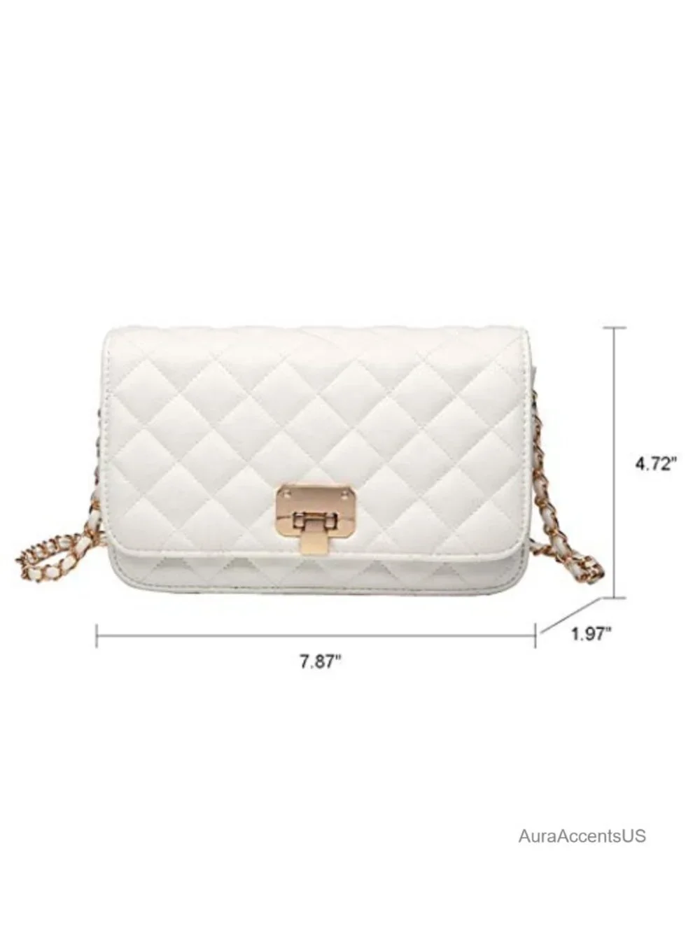 Quilted PU Leather Crossbody Bag with Chain Strap Shoulder Bag